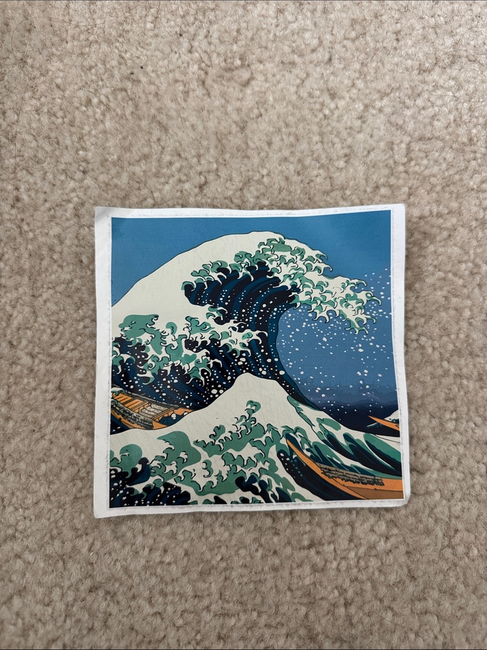 Classic Great Wave Wall Art Sticker in Blue and Teal